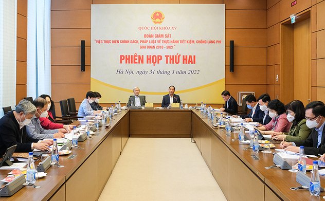 Phiên họp thứ hai của Đoàn giám sát của Quốc hội về Chuyên đề thực hành tiết kiệm, chống lãng phí