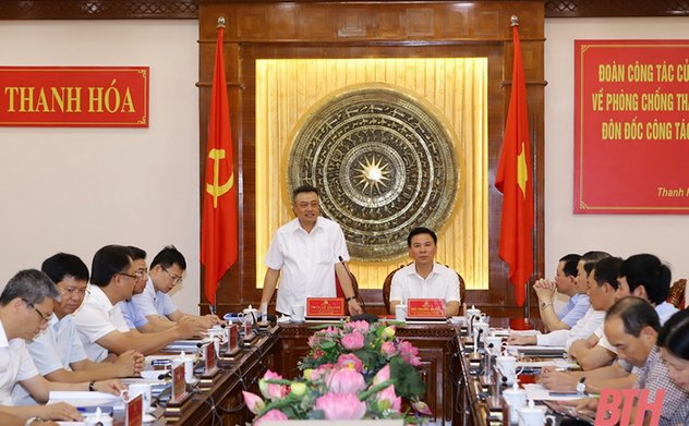 Đoàn công tác của Ban Chỉ đạo Trung ương về Phòng chống tham nhũng, tiêu cực làm việc với Ban Thường vụ Tỉnh ủy Thanh Hóa