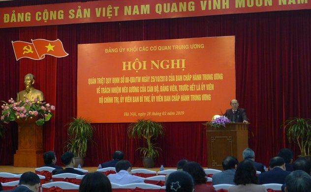 Đảng ủy Khối các cơ quan Trung ương: quán triệt Quy định số 08-QĐi/TW về trách nhiệm nêu gương của cán bộ, đảng viên