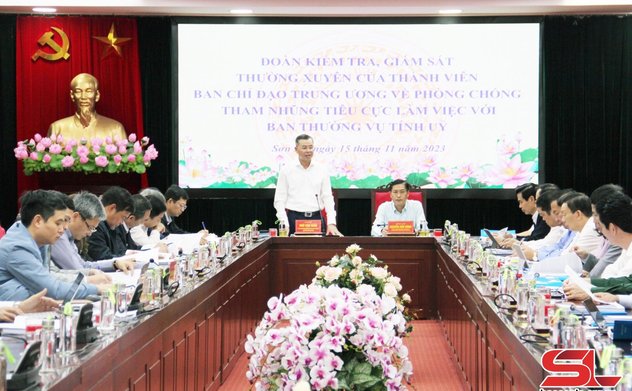 Ban Chỉ đạo Trung ương về phòng, chống tham nhũng tiêu cực làm việc với Ban Thường vụ Tỉnh ủy Sơn La