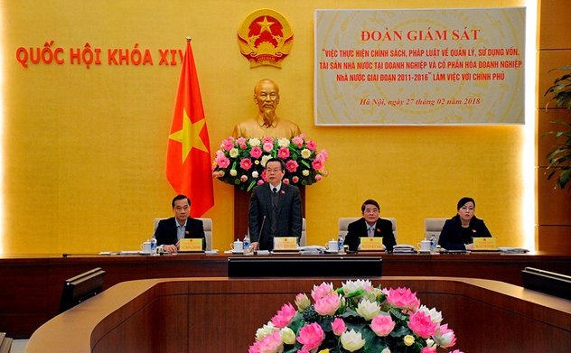 Đoàn giám sát của Quốc hội làm việc với Chính phủ về quản lý vốn và cổ phần hóa doanh nghiệp Nhà nước