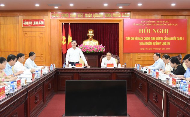 Ban Chỉ đạo Trung ương về phòng, chống tham nhũng, tiêu cực triển khai kế hoạch, chương trình kiểm tra tại Ban Thường vụ Tỉnh ủy Lạng Sơn